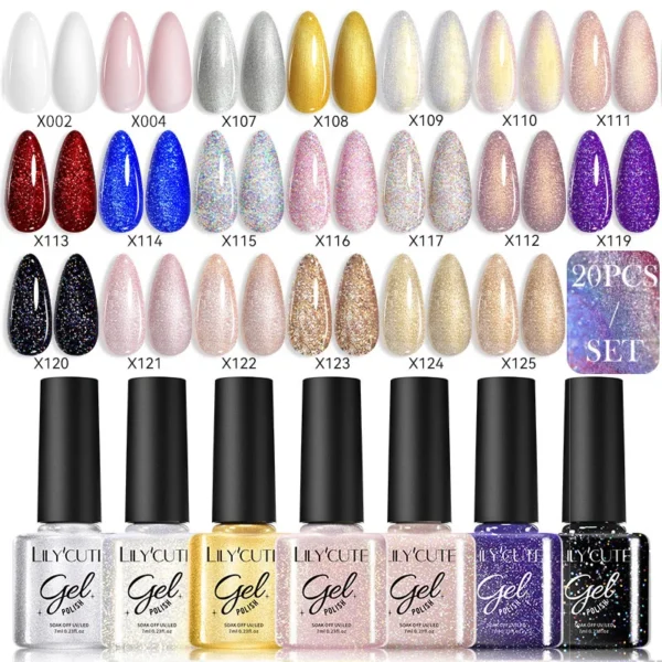 Гель лак LILYCUTE 20PCS - Яскраві нігті що тримаються до 3 тижнів