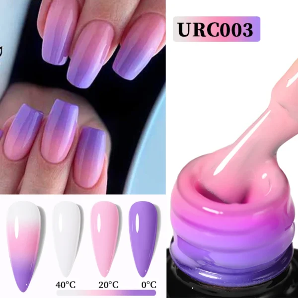 Гель лак UR SUGAR: Лавандовий Пінк-Пурпуровий Термальний Гель для Нігтів