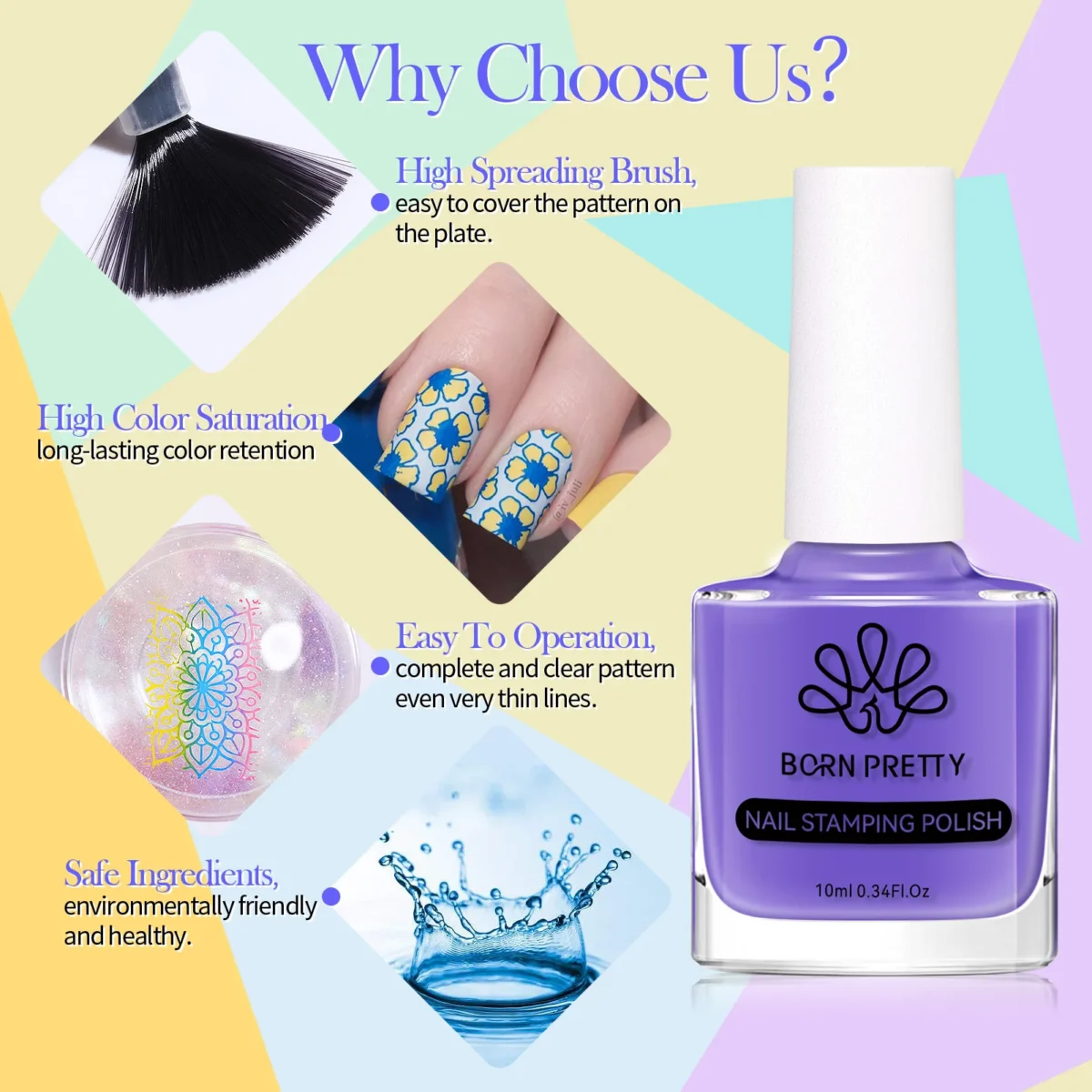 Stamping Nail Polish - BORN PRETTY 10ml для Яскравого Нігтьового Дизайну - Зображення 5