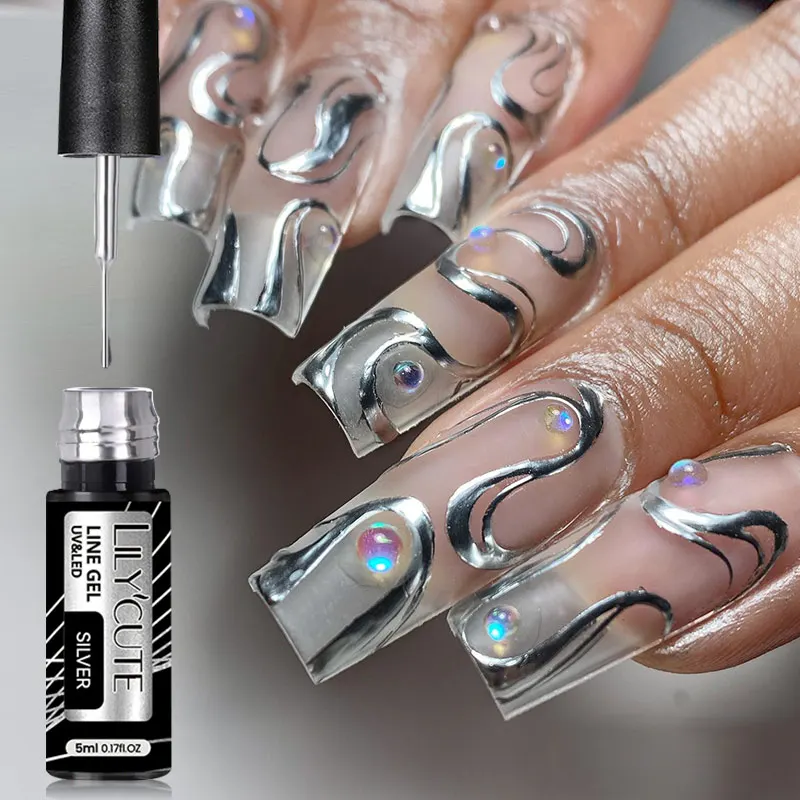 LILYCUTE Гель Лак для Нігтів Silver Metallic - Ваша Ідеальна Декорація - Image 2