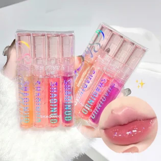 Липкий бальзам для губ: 4 PCS Water-gloss Mirror Jelly Lip Gloss