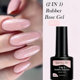 Rubber Base Gel для Нігтів - LILYCUTE 7ML Pink Gold Foil