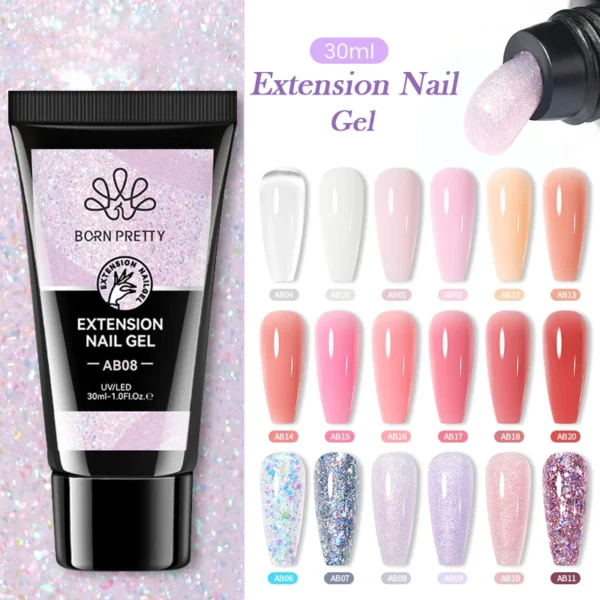 Гліттерний акриловий гель для нарощування нігтів BORN PRETTY 30ml