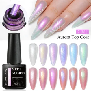 Гель-лак MEET ACROSS: Яскравий Aurora Top Coat для манікюру