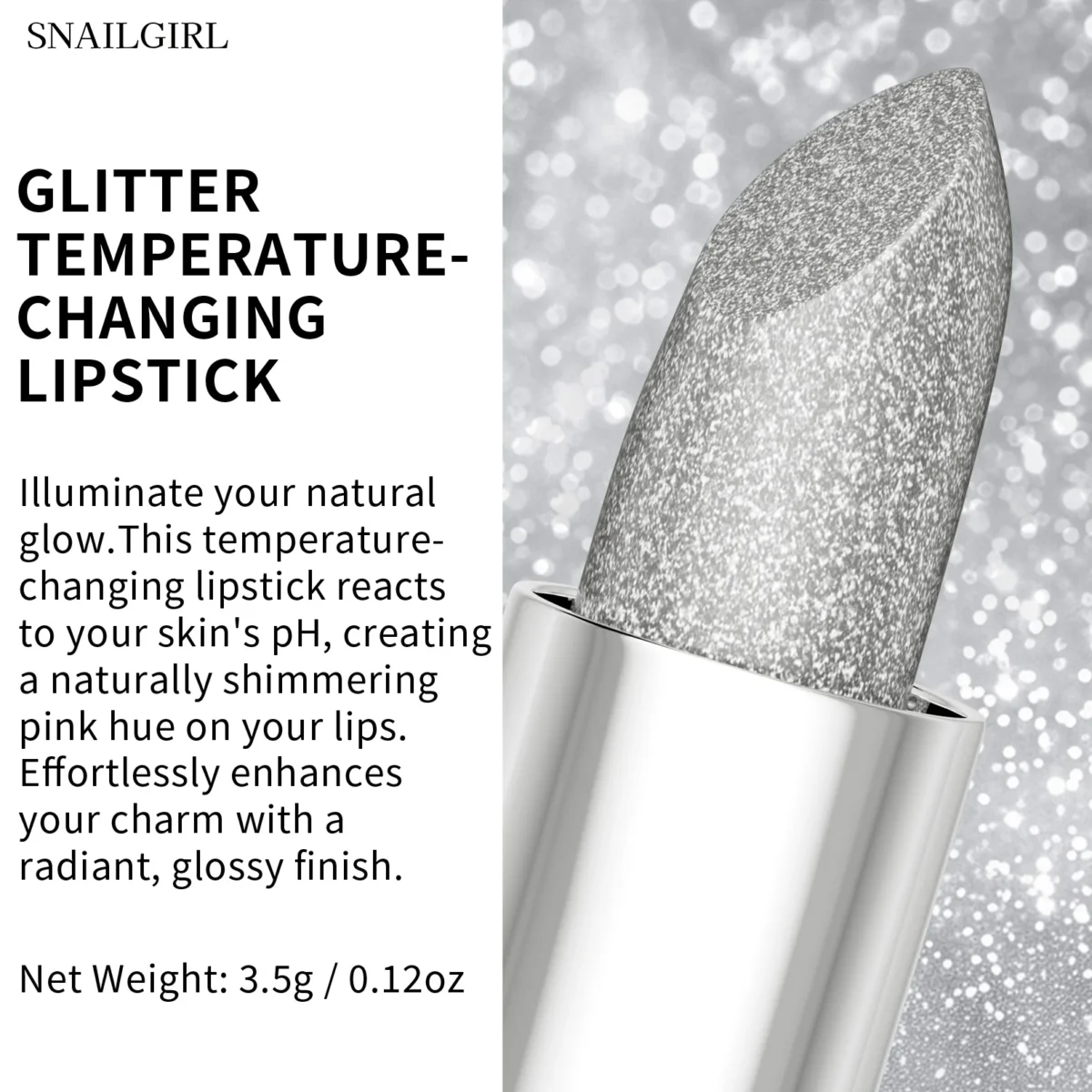 Гліттерна губна помада з термозміною кольору - яскраве і зволожене покриття - Зображення 3