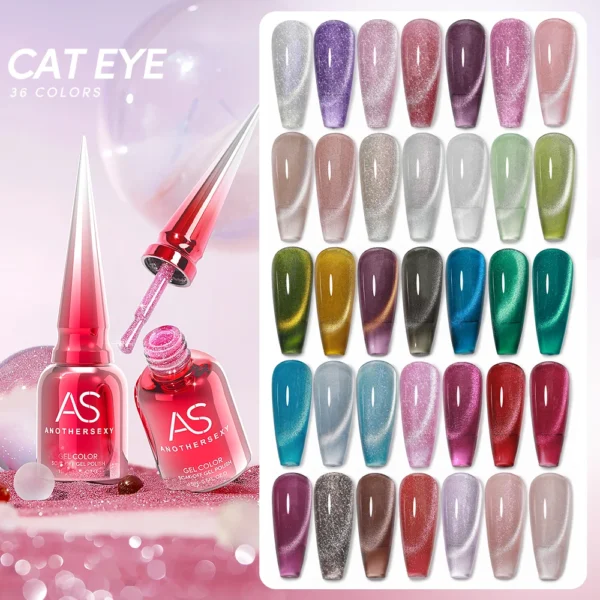 Котячий гель-лак AS 15ml з ефектом котячого ока - 36 кольорів для манікюру