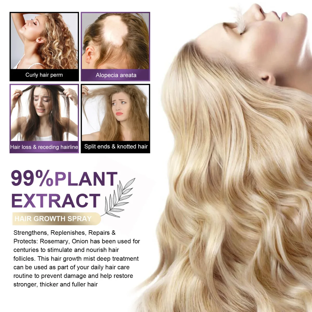 Ефективний спрей для росту волосся EELHOE - зміцнення і зволоження - Зображення 3