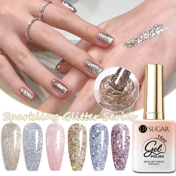 Гель лак UR SUGAR - яскраві блискітки для дерева манікюру