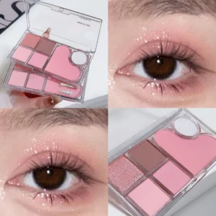 Тіні для повік: Light and shadow integrated eye shadow tray matte pearl tender pink makeup