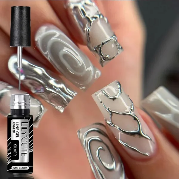 LILYCUTE Гель Лак для Нігтів Silver Metallic - Ваша Ідеальна Декорація