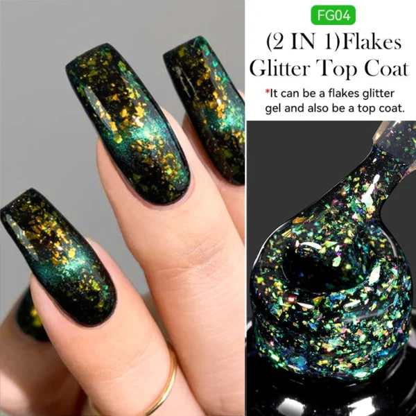 LILYCUTE Glitter Top Coat - Блискучий гель лак для дизайнерського манікюру
