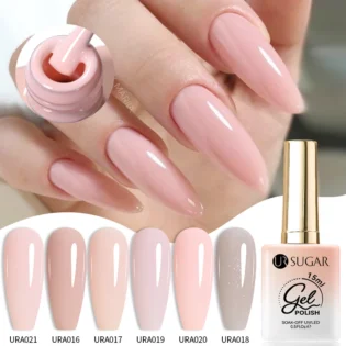 Гель лак UR SUGAR 15ml - ніжно-рожевий та яскравий манікюр