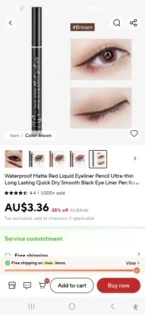 Водостійкий матовий червоний рідкий олівець для очей - тривала стійкість photo review