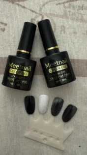 Нігтьовий гель лак чорний білий - 2Pcs Nail Gel Polish Set photo review