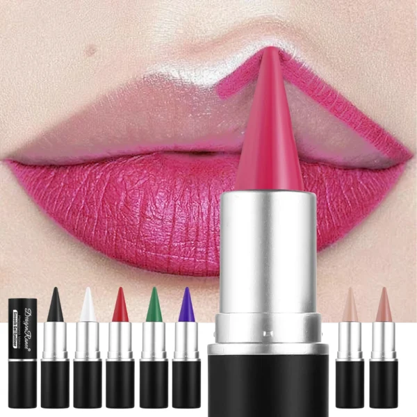 Matte Lip Liner, Long-Lasting and Durable, Automatic Rotating Wax Texture, Suitable for All Skin Types, Multi-Purpose, Suitable for Eyeliner Holiday Party Lipstick