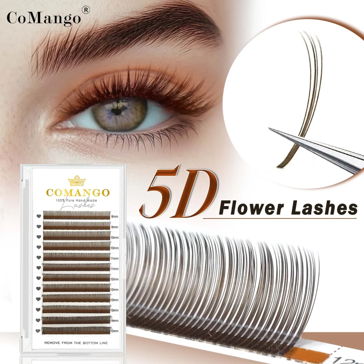 Об'ємні фейкові вії 5D: 12Rows Flora для дивовижного погляду - Image 1