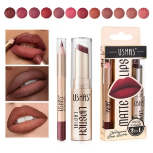 USHAS 12 Colors Lip Liner LIPSTICK Set Easy Coloring Matte Lipstick Long Lasting Nude Red Lipstick Makeup lip gloss girl makeup