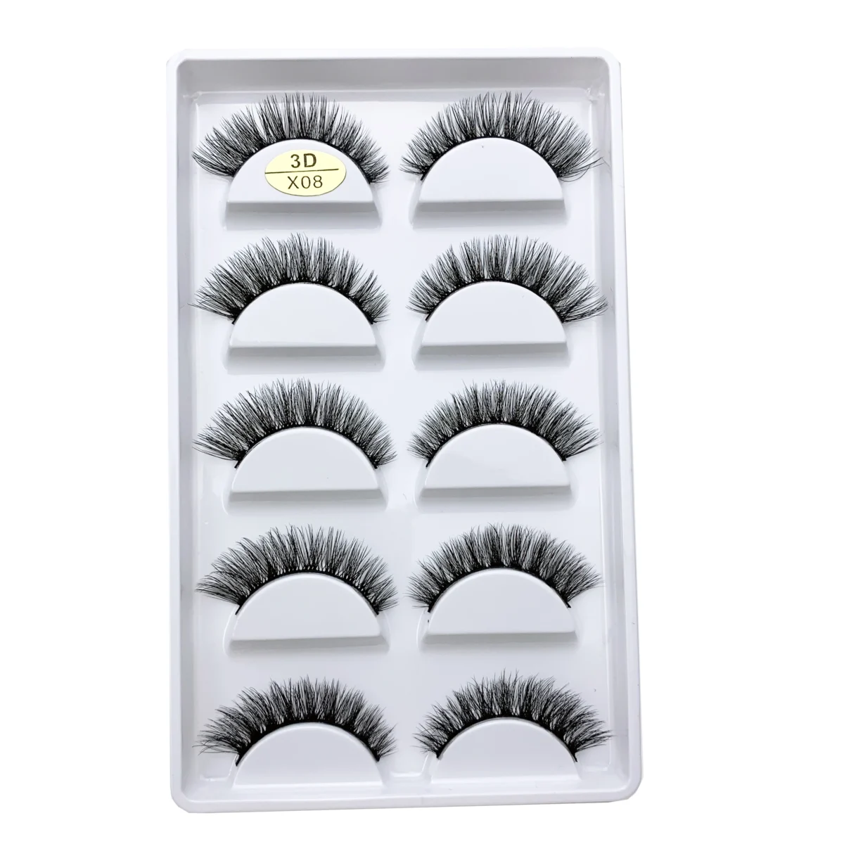 Фальшиві вії 3D з еко-мінком - 5 пар для ідеального макіяжу - Зображення 4