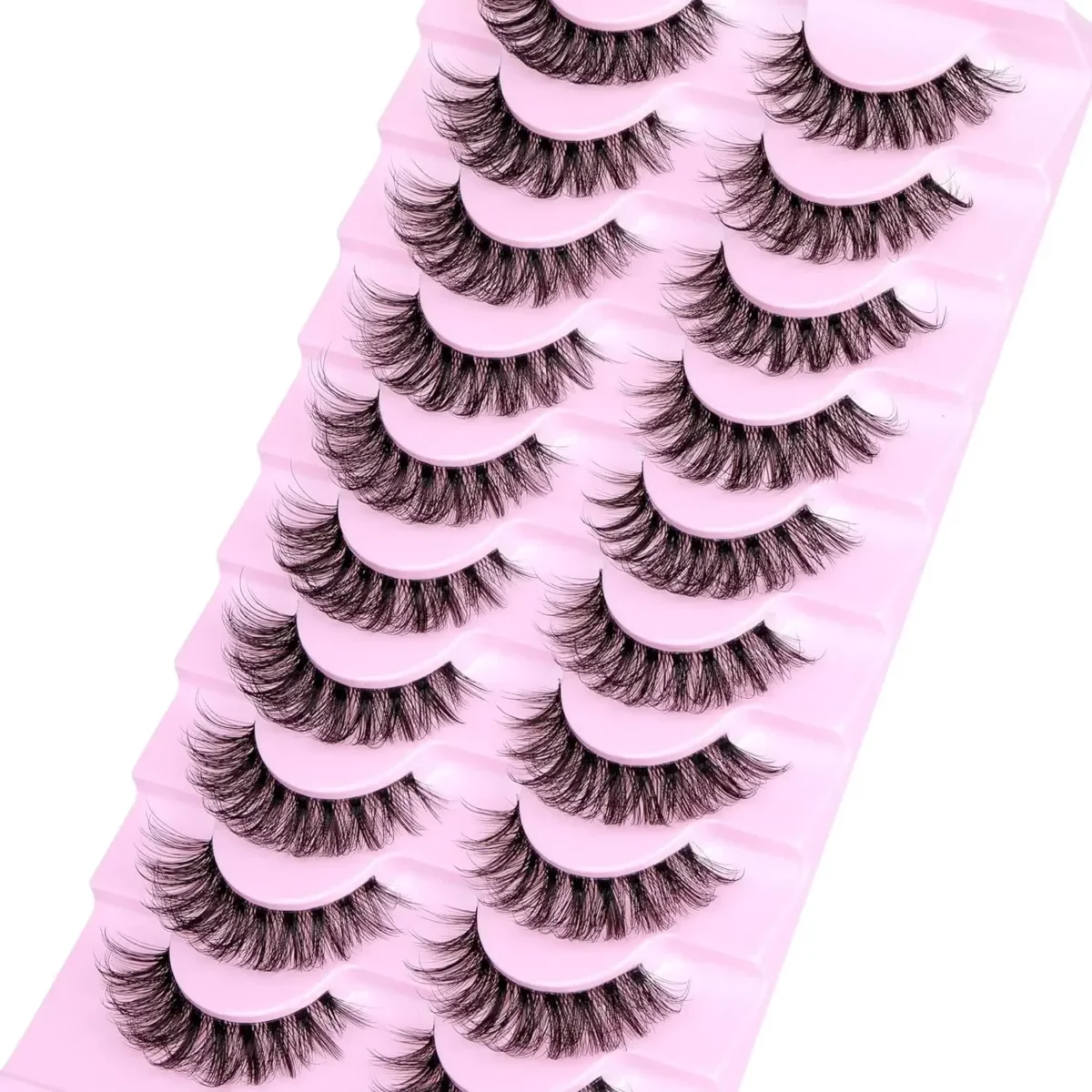 10 Pairs Natural Eyelashes Fluffy Lashes D Curl Eyelashes 3D Volume Wispy False Lashes Strips Clear Band Lashes Pack - Image 6