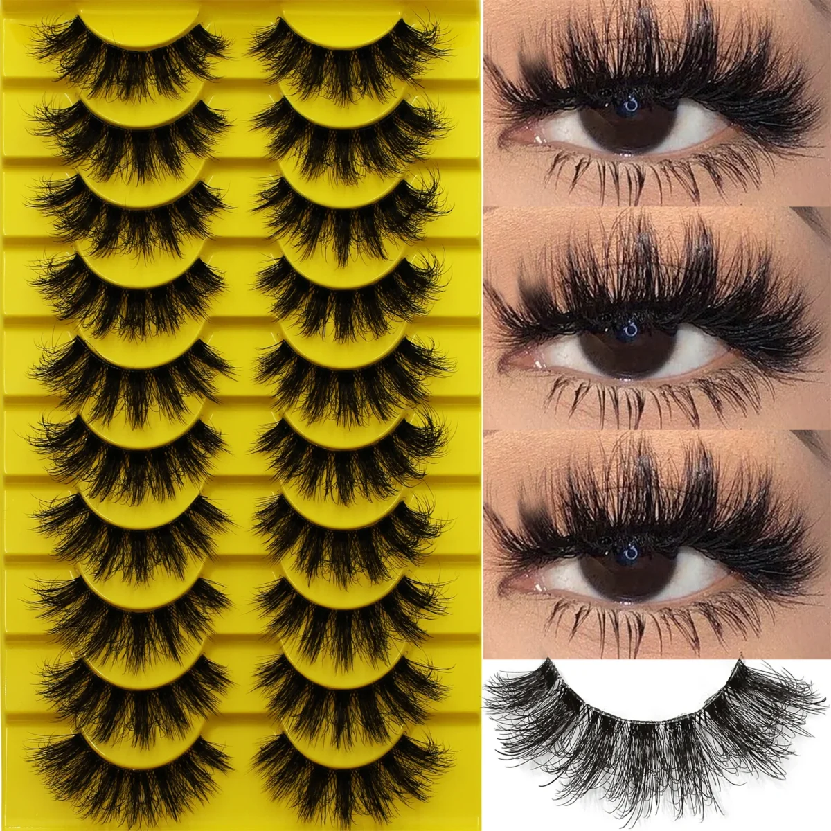 10 Pairs False Fluffy Russian Strip Lashes 3D Fake Lashes Makeup Messy False Eyelashes Fluffy Thick Lashes - Image 1