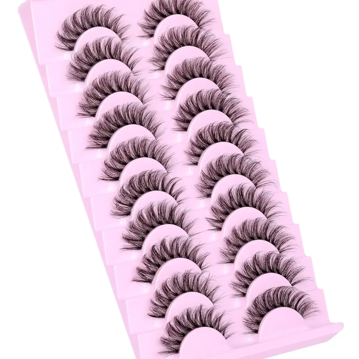 10 Pairs Natural Eyelashes Fluffy Lashes D Curl Eyelashes 3D Volume Wispy False Lashes Strips Clear Band Lashes Pack - Image 5