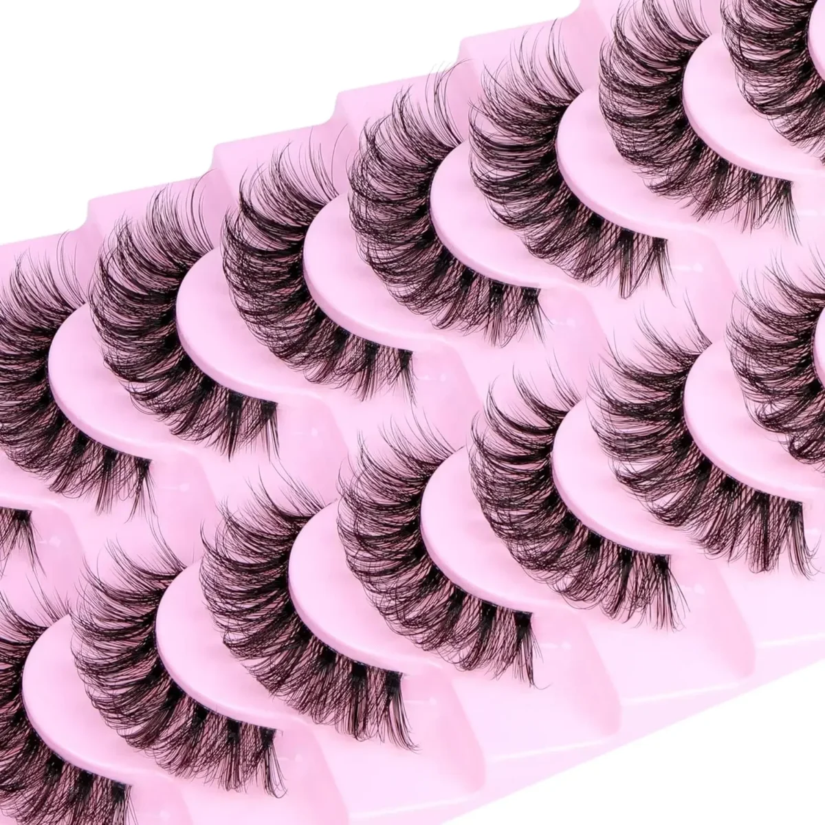10 Pairs Natural Eyelashes Fluffy Lashes D Curl Eyelashes 3D Volume Wispy False Lashes Strips Clear Band Lashes Pack - Image 2