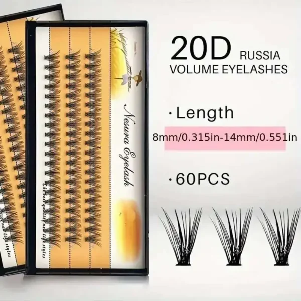 1Box/60 10D 20D 0.1/0.07Mm Thickness Individual Eyelash Extensions Eyelashes Cluster Lashes Natural False NESURA Bundles Naga