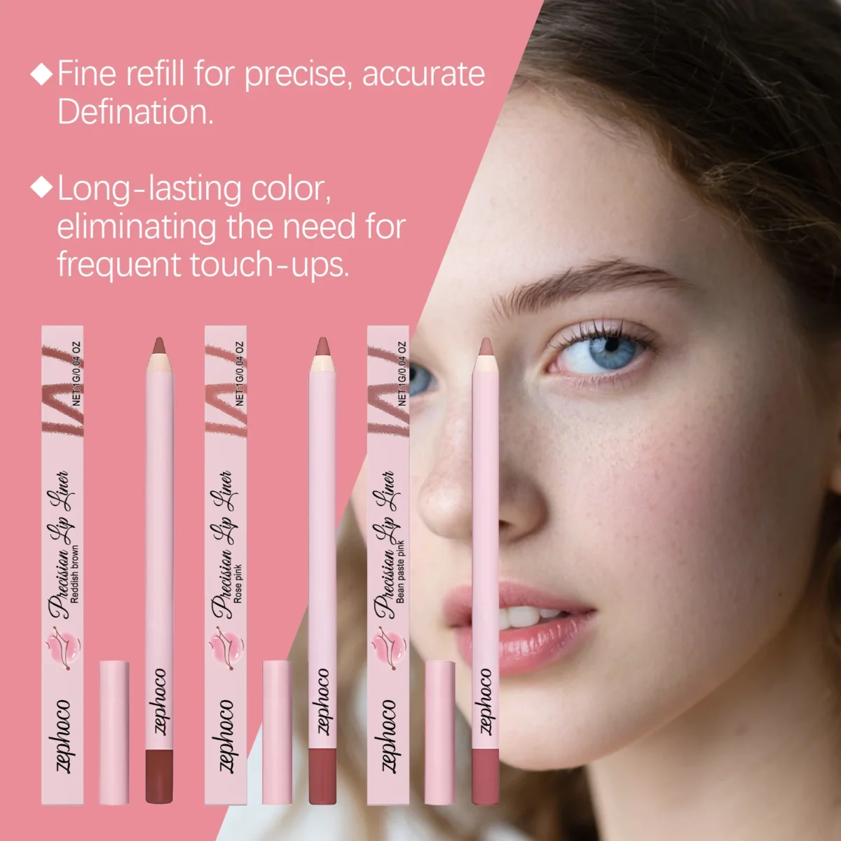 Zephoco Waterproof Lipliner - Яскравий Рожевий для Ідеальних Губ - Зображення 3