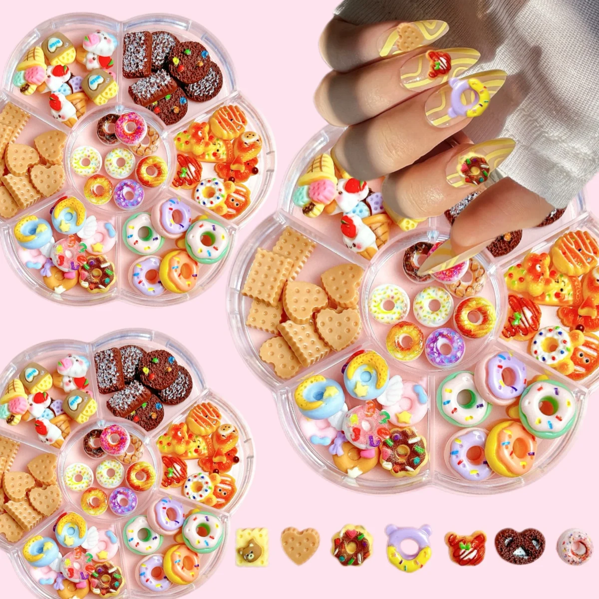 Неймовірні 3D Лизуни: 1Box Resin Lollipop Bear Bow Mask для манікюру - Зображення 3