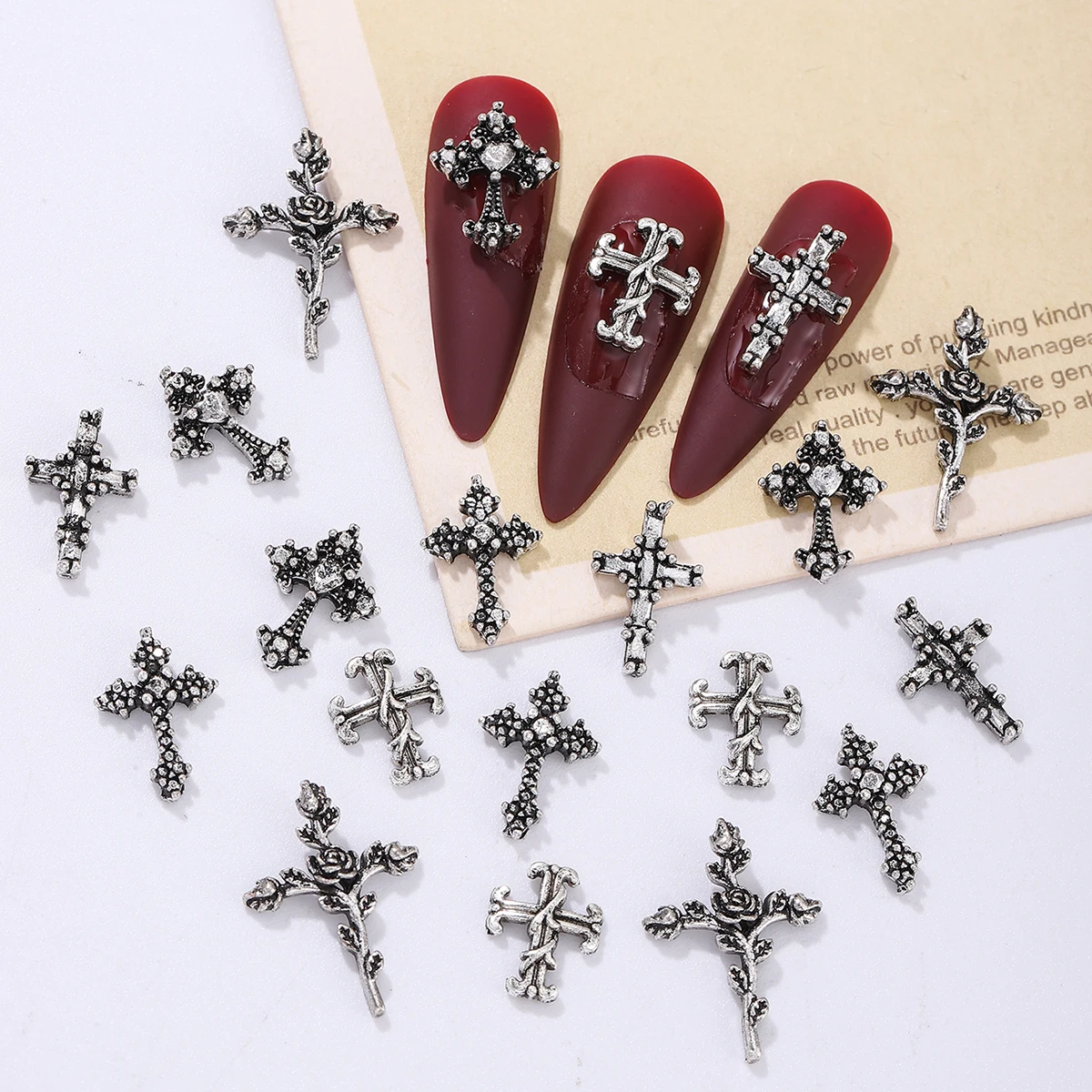 Kf S5e901a76d9b046ac8be778c52485bc81M Ancient Silver Wind Cross Nail Decoration для стильного манікюру - Зображення 1