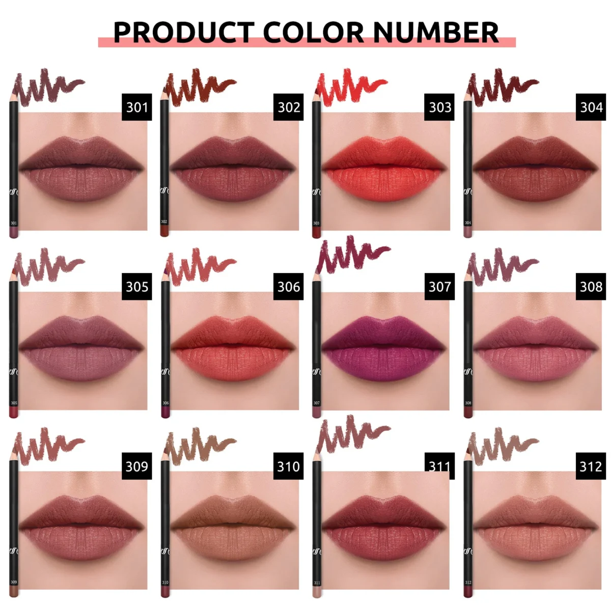 Лінійки для губ: 12Pcs Waterproof Lip Liner - Насичені кольори для ідеального макіяжу - Зображення 6