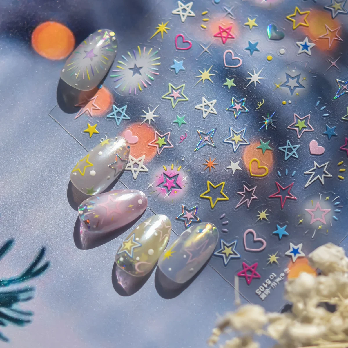 Старшіпки для нігтів Sweet Colorful: 5D Металеві Зірочки - Зображення 2