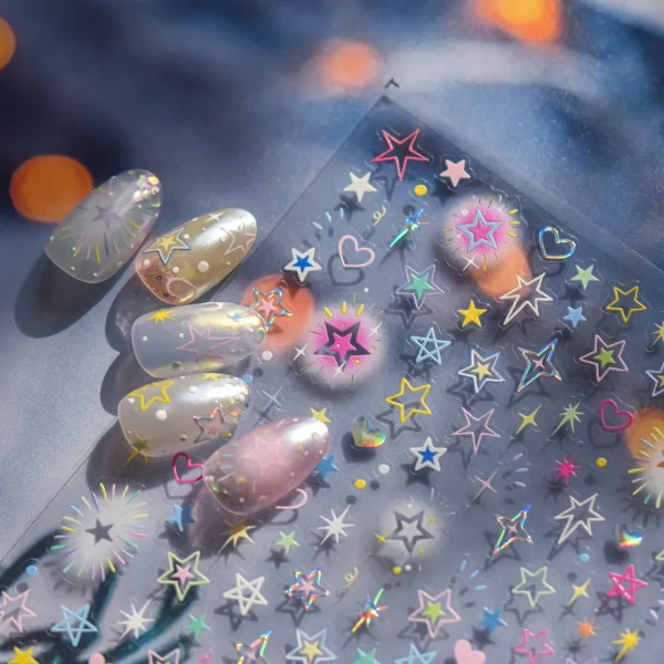 Старшіпки для нігтів Sweet Colorful: 5D Металеві Зірочки