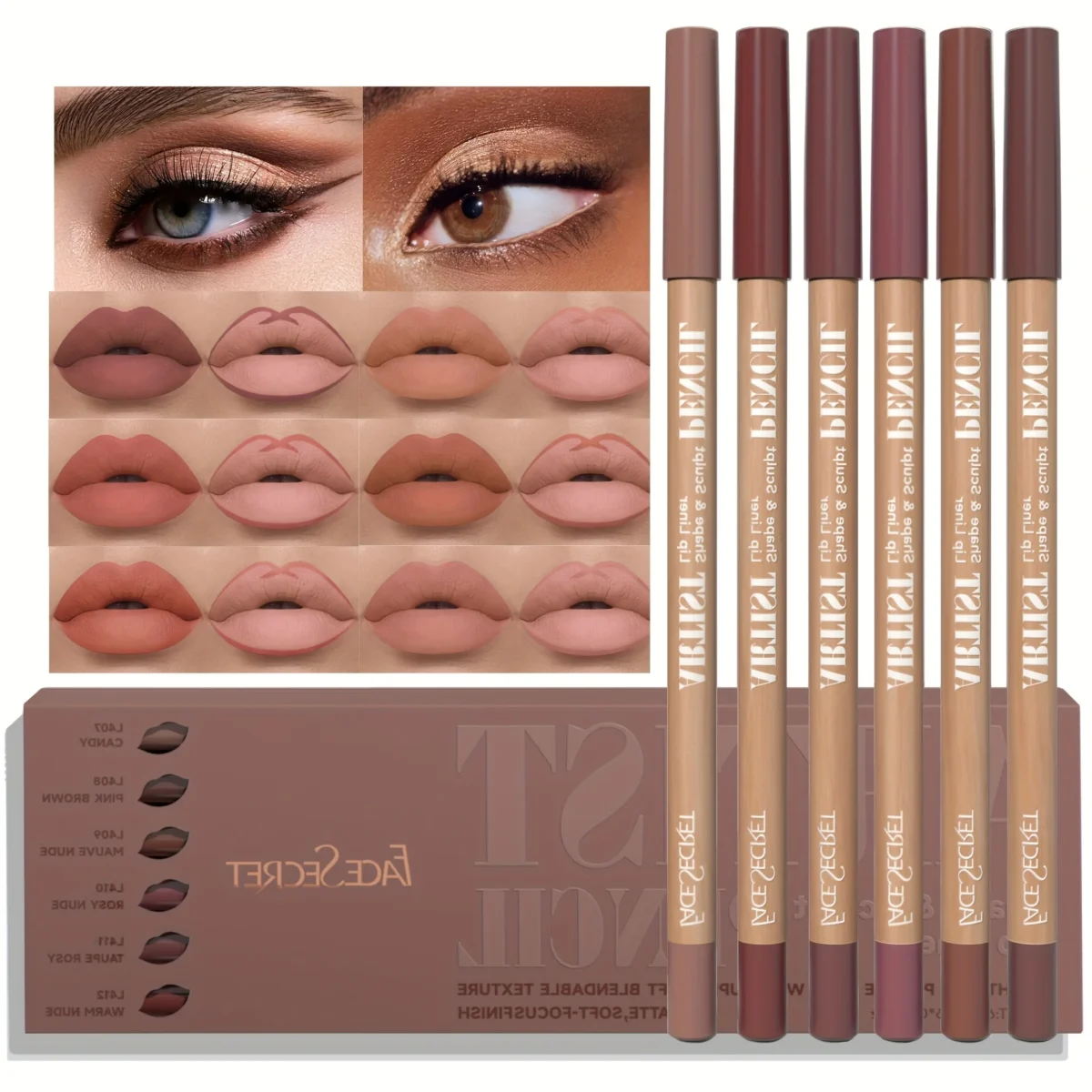 Вельветовий матовий набір олівців для губ - яскраві кольори для всіх типів шкіри - Зображення 4