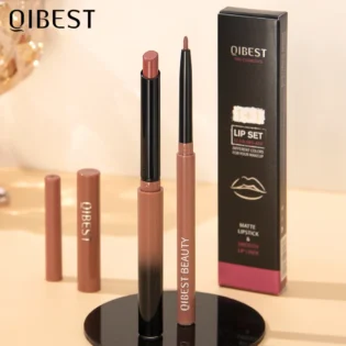 Матова нюдова помада з контурним олівцем – QIBEST