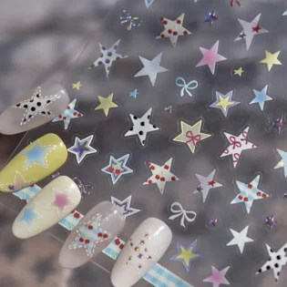 Наліпки для нігтів Grid Patterned Star: Яскравий манікюр кожного дня