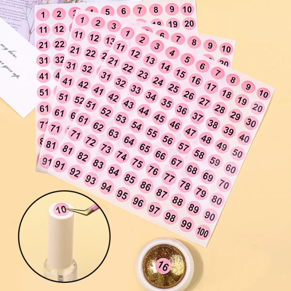 Наклейки для лаку: Waterproof Pink Number Sticker для манікюру