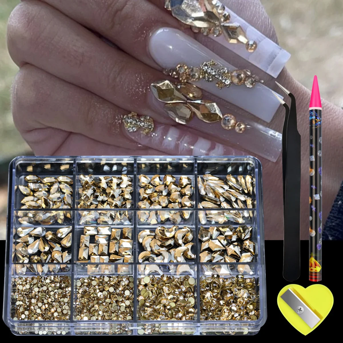 12 Grid Diamond Jewelry Set - Ідеальні прикраси для Nail Art - Зображення 5