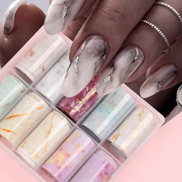 Bronzing Marble Nail Art Transfer Foils - Елегантний Манікюр