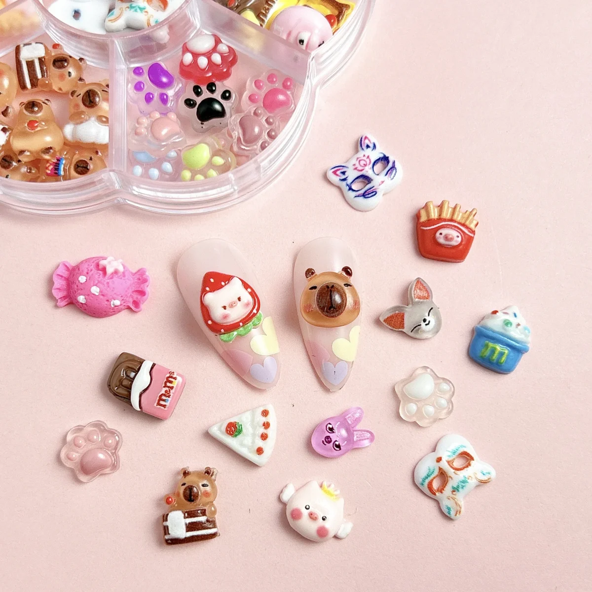 Неймовірні 3D Лизуни: 1Box Resin Lollipop Bear Bow Mask для манікюру - Зображення 5