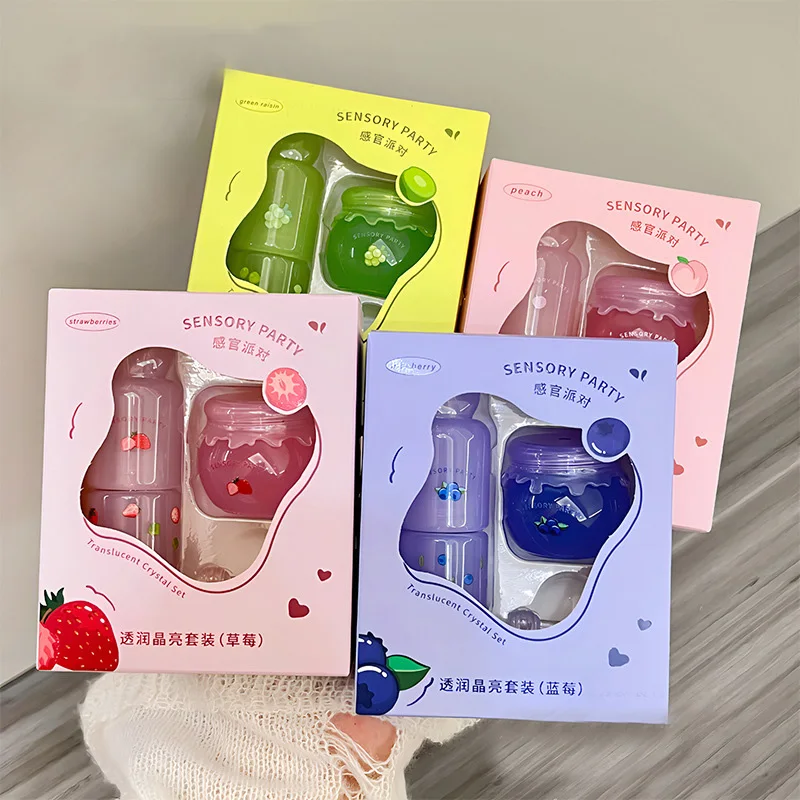 Kf Sf39709c91c2e4b269e5a7bde7f63e3d4u Бальзам для губ з гідратацією: Набір з ароматом чорниці та персика - Зображення 1