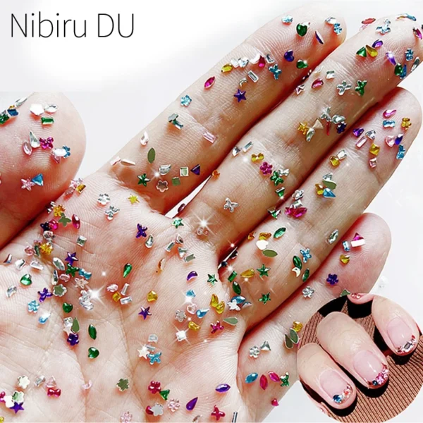 Накладика для нігтів: 600/100pcs Mixed Shape Nail Rhinestones