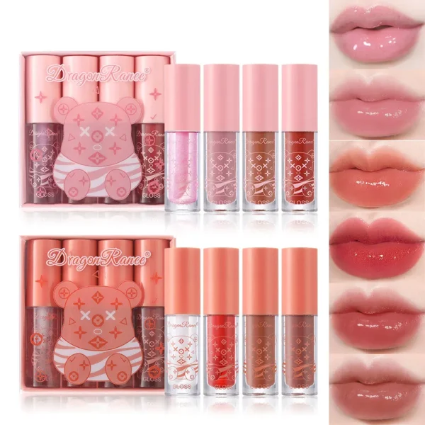4 PCS Lip Ink Oil Set Hydrating Lip Gloss Pack Kit Moisturizer Waterproof Lip Tint Korean Makeup For Women Cosmetics