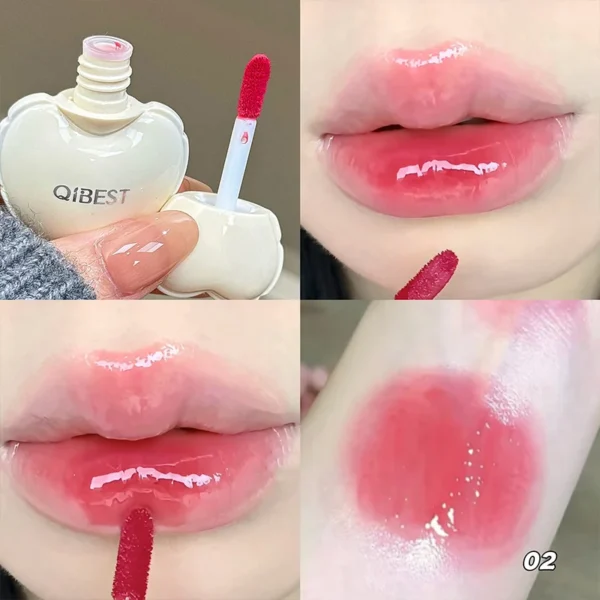 QIBEST Pink Lip Jelly Hydrating Lipstick Long Lasting Mirror Lips Gloss Lipstick Tender Student Korean Cosmetics Lip Glaze Stain