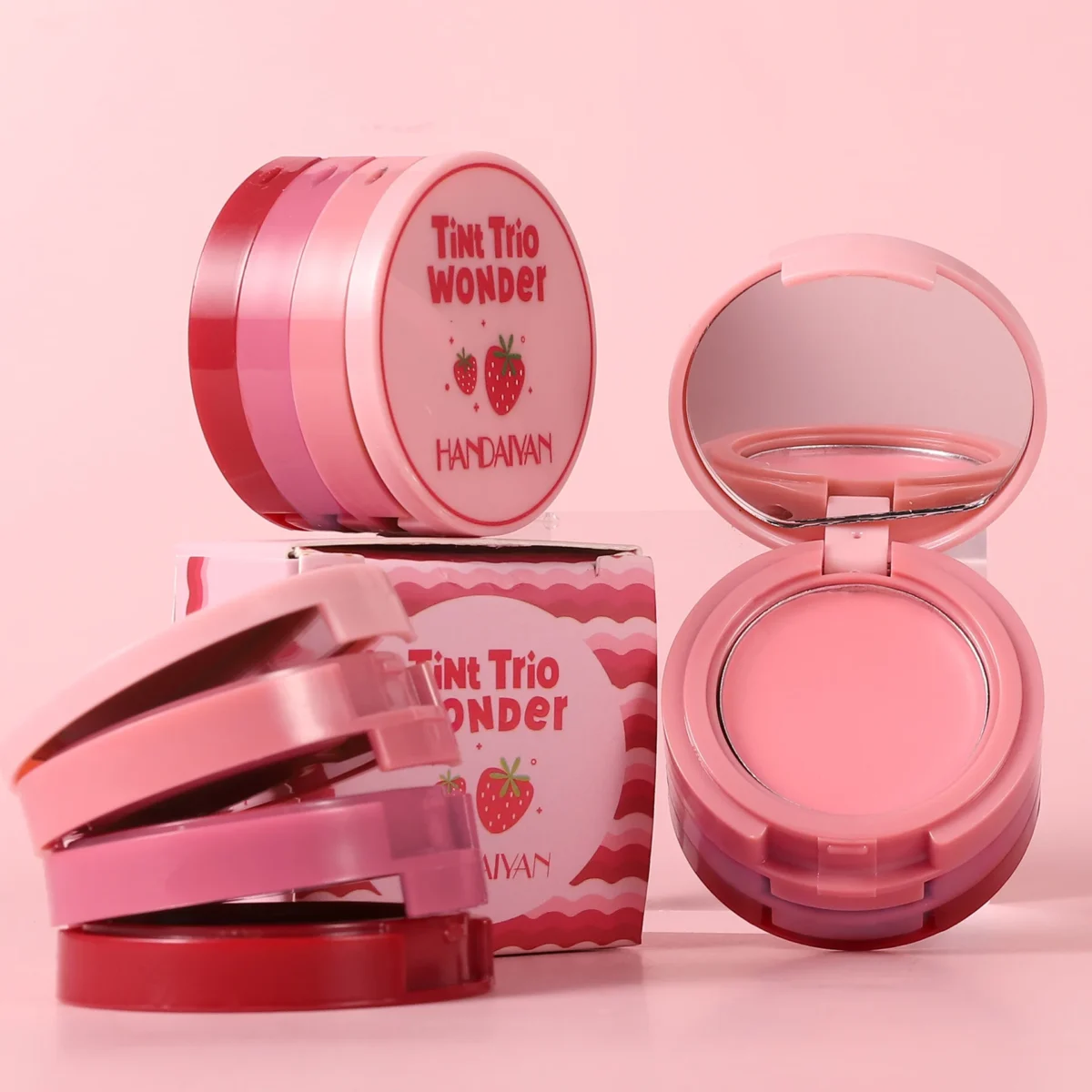 Tinted Blush Stick Face Pink Cream Cheek Blusher Cosmetics 3 in 1 Makeup Tubes Used on Lips Eyes Cheeks