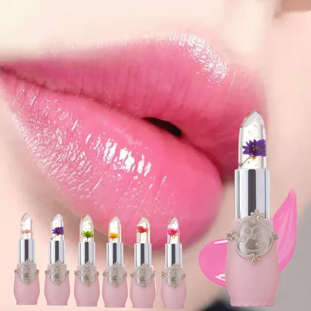 Jelly Flower Lipstick Change Color Lip Balm Moisturizing Crystal Color Gloss Nutritious Lip Lasting Waterproof Translucent - Зображення 5