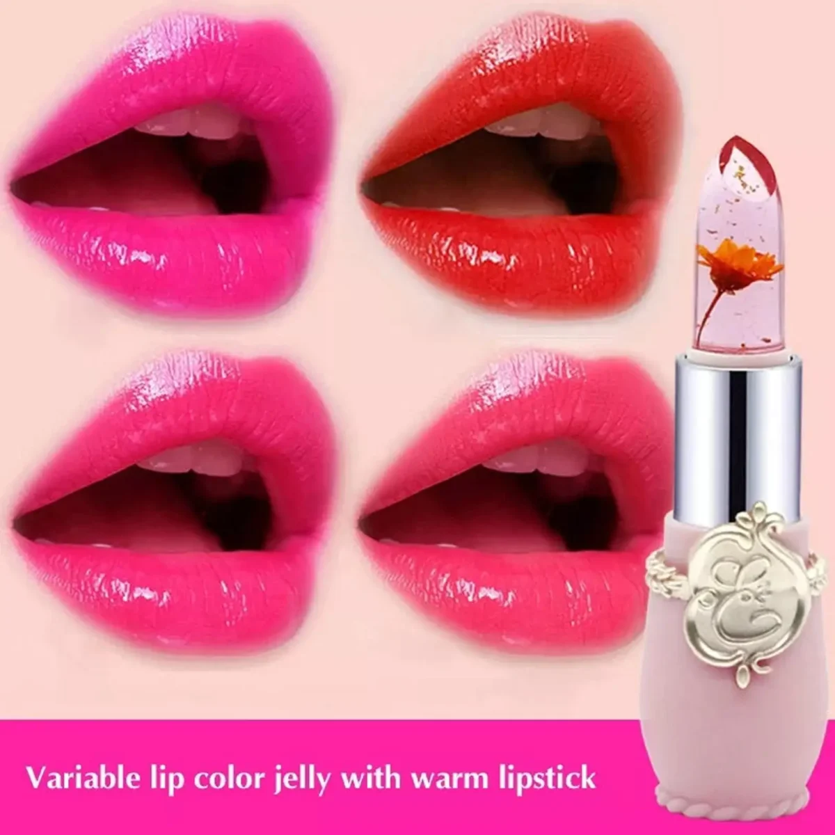 Jelly Flower Lipstick Change Color Lip Balm Moisturizing Crystal Color Gloss Nutritious Lip Lasting Waterproof Translucent - Зображення 6