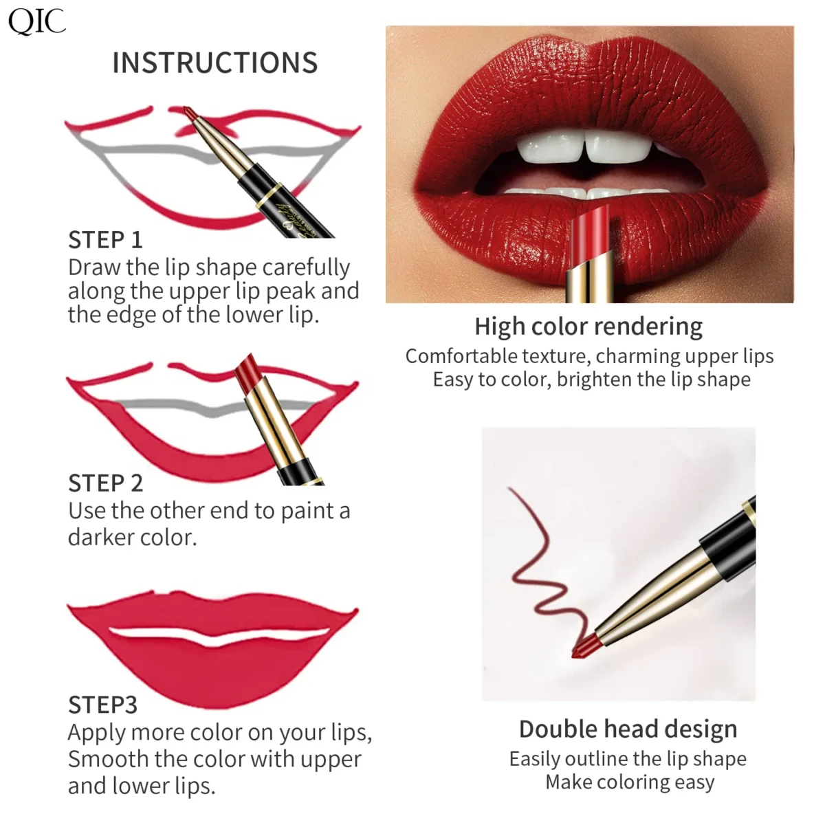 2 IN 1 Lip Liner Waterproof Nude Matte Lipstick Pencil Sexy Red Long Lasting Double Ended Lipliner Makeup Cosmetics For Women - Зображення 5