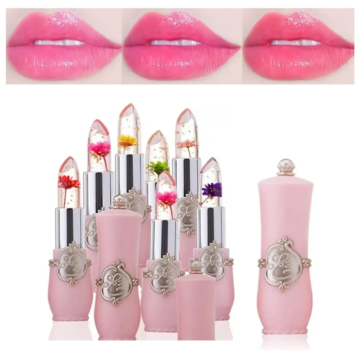 Jelly Flower Lipstick Change Color Lip Balm Moisturizing Crystal Color Gloss Nutritious Lip Lasting Waterproof Translucent - Зображення 2