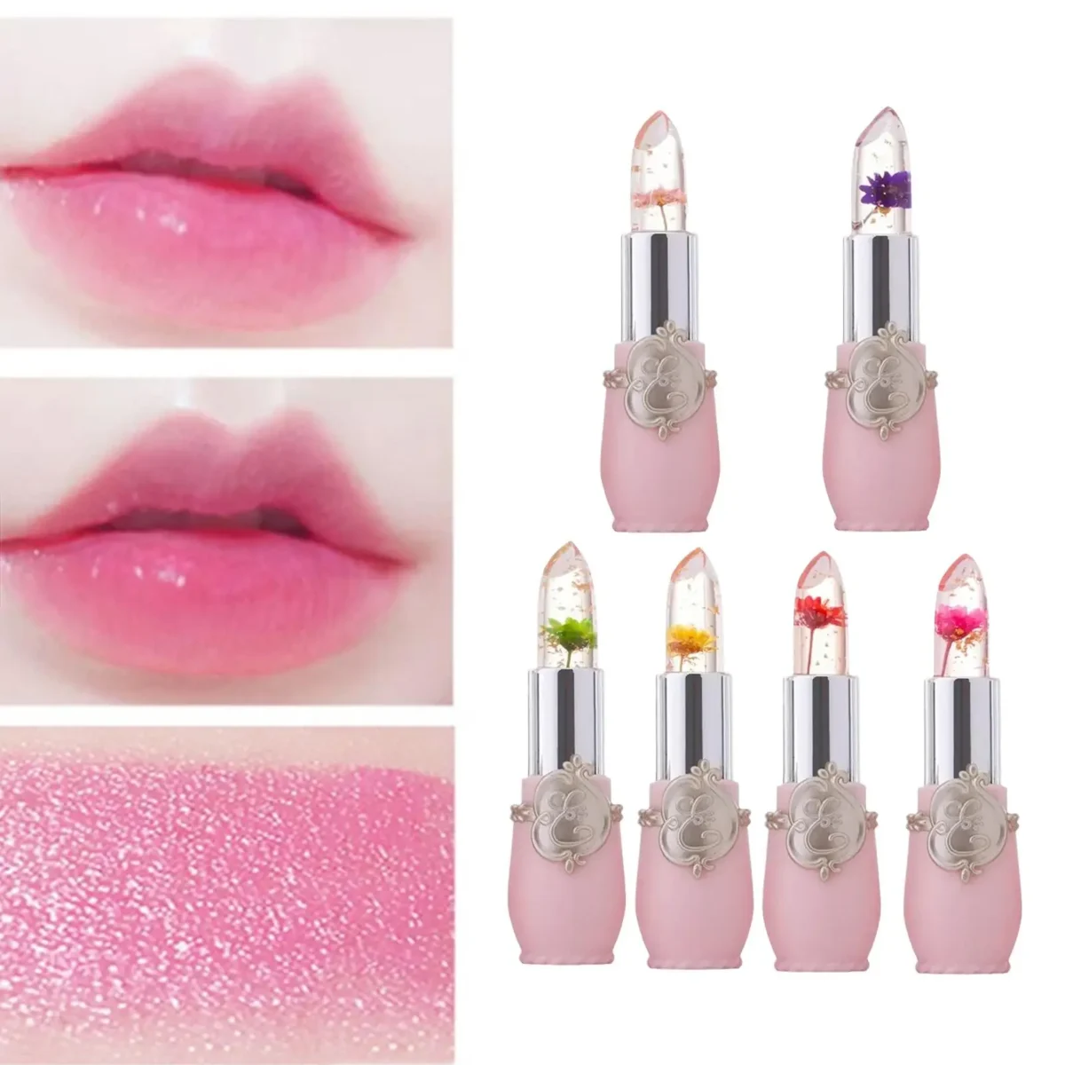 Jelly Flower Lipstick Change Color Lip Balm Moisturizing Crystal Color Gloss Nutritious Lip Lasting Waterproof Translucent - Зображення 3
